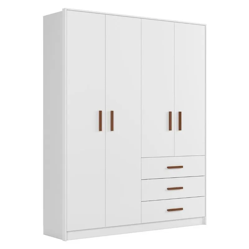 Guarda Roupa Infantil 176cm Com 4 Portas Nelly Branco Z49 - Mpozenato