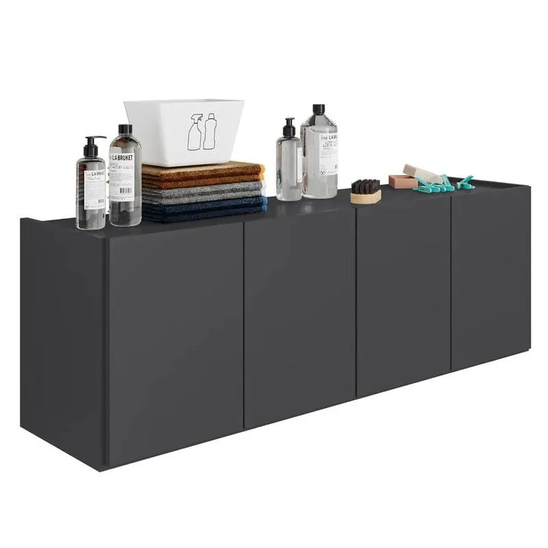 Balcão Suspenso Multiuso Lavanderia 118cm Monna Grafite Z34 - Mpozenato