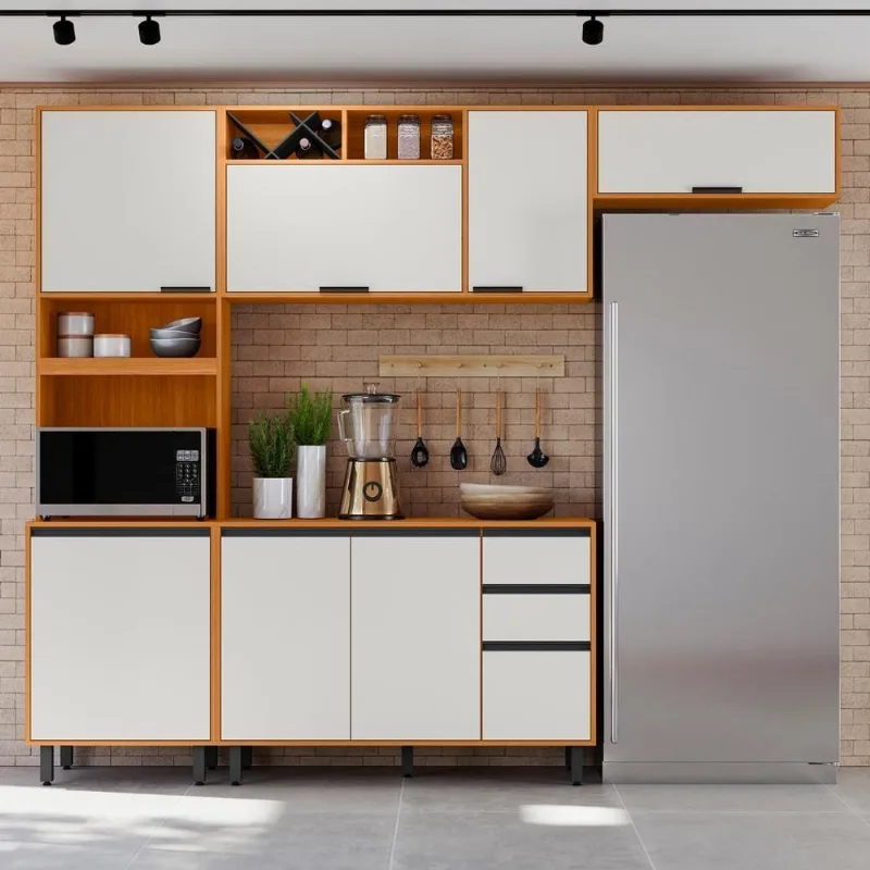 Armário De Cozinha Cp02 260cm Nala Freijó Uv/off Acetinado Z44 - Mpozenato