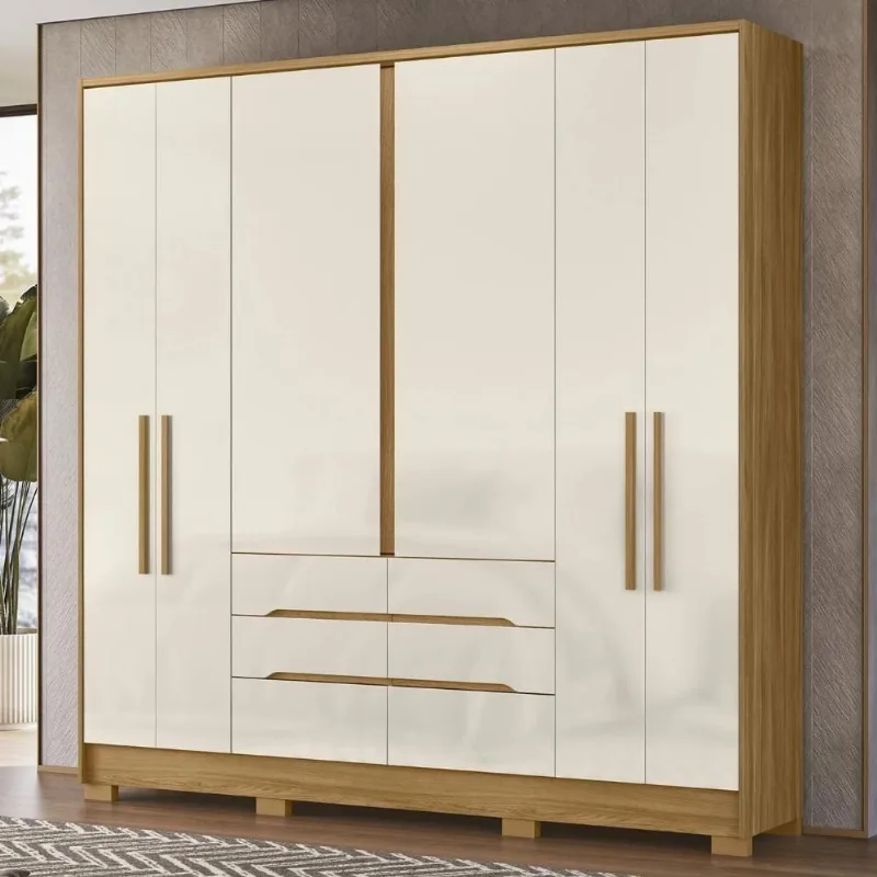 Guarda Roupa Casal 216cm 6 Portas Alabama Freijó-off Z17 - Mpozenato - Mpozenato