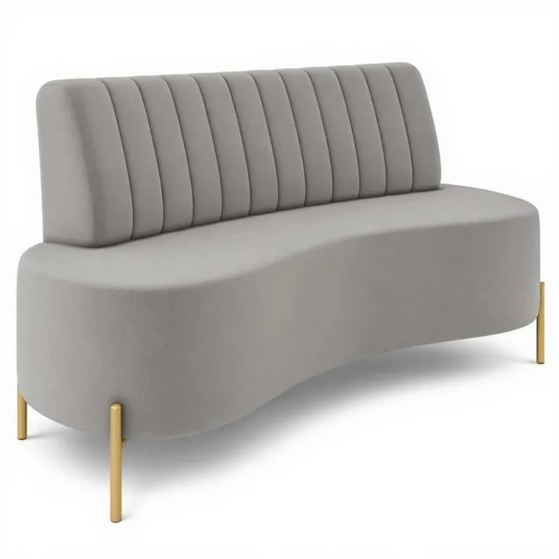Sofá 2 Lugares 160cm Pés Aço Dourado Tamar Veludo Cinza Z08 - Mpozenato - Mpozenato