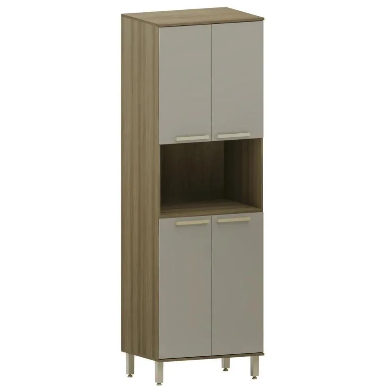 Paneleiro Nádia 4 Portas 3 Prateleiras MDP 70CM Marrom Mpozenato