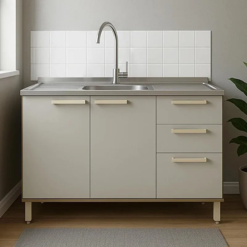 Balcão de Cozinha Nádia 3 Portas 1 Prateleira MDP 120CM Mocca-Avelã Mpozenato