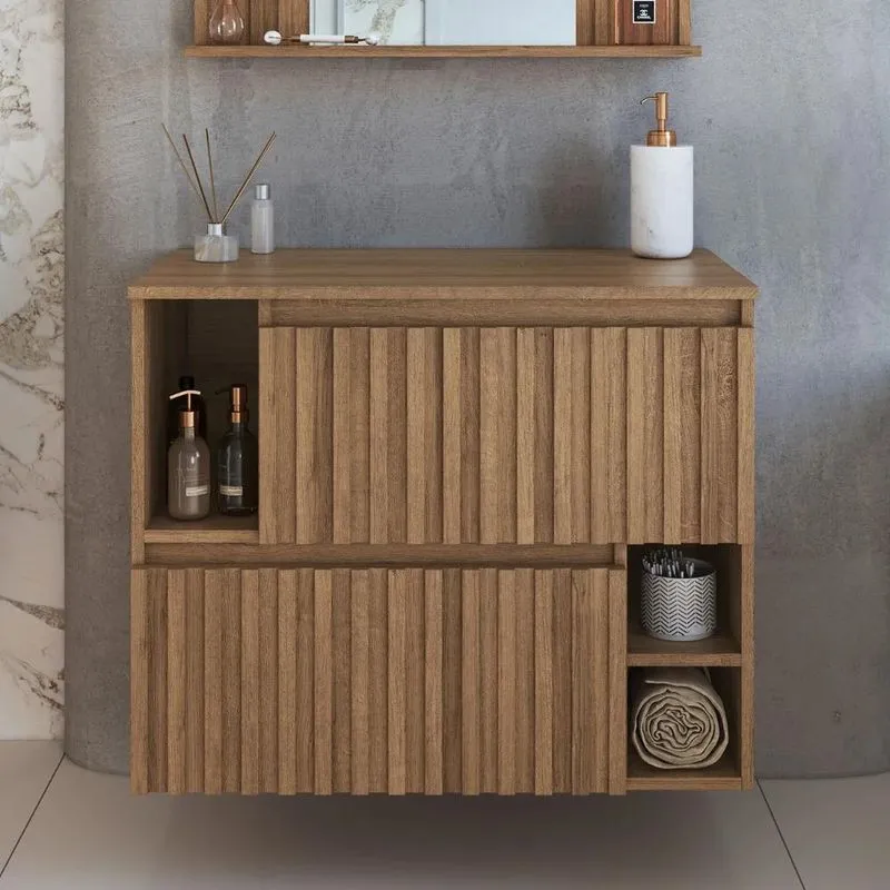 Gabinete Banheiro 75cm Para Cuba 2 Portas Tunís Mel F10 - Mpozenato