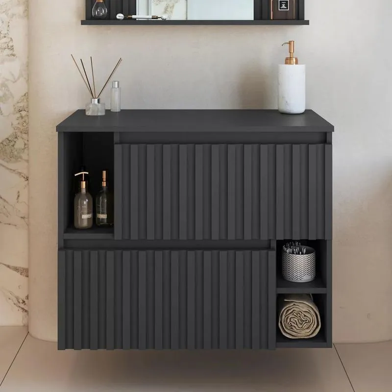 Gabinete Banheiro 75cm Para Cuba 2 Portas Tunís Grafite F10 - Mpozenato