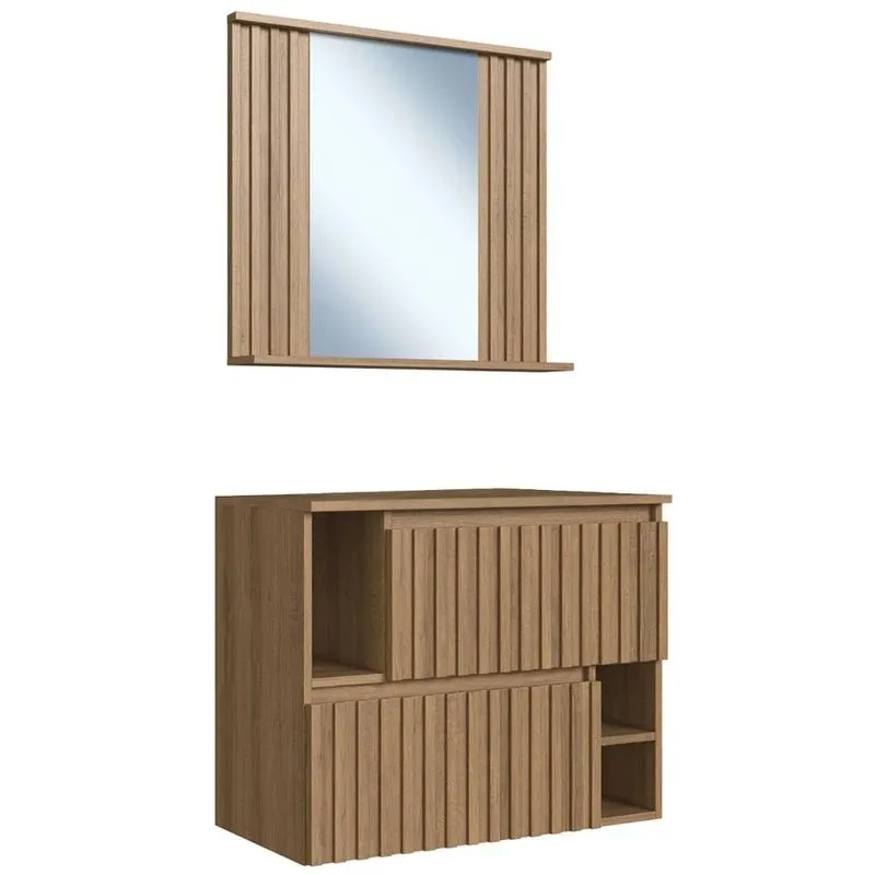 Gabinete Banheiro 75cm Para Cuba E Espelheira Tunís Mel F10 - Mpozenato