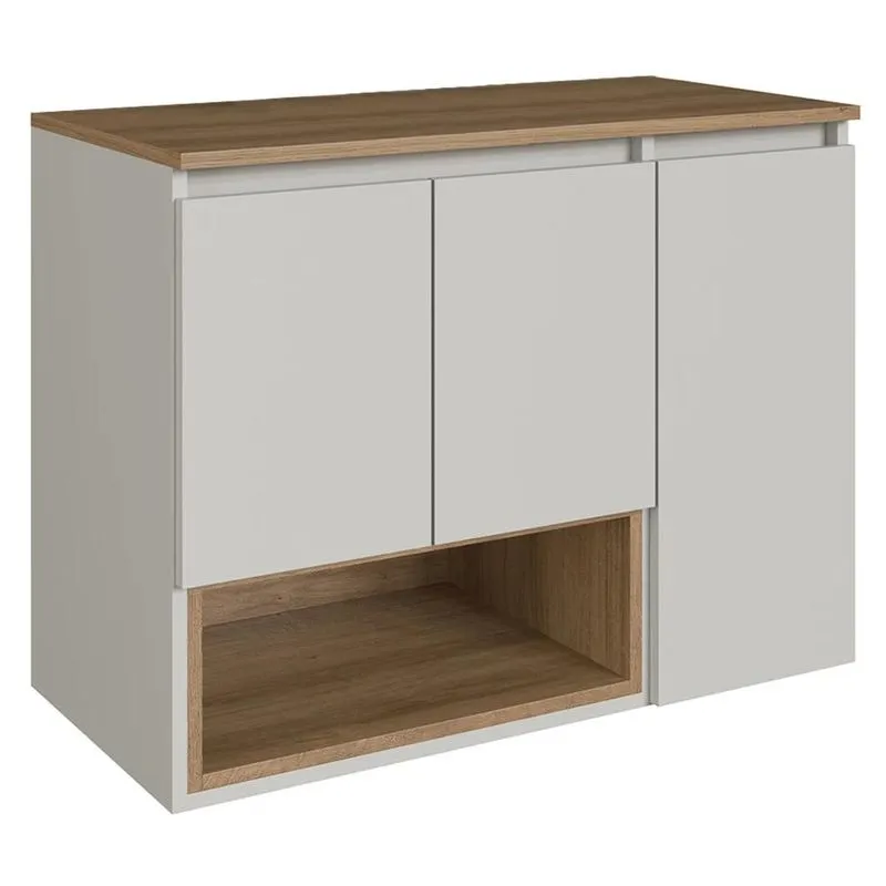 Gabinete Banheiro 80cm Para Cuba 3 Portas Eros Mel/arenas F10 - Mpozenato