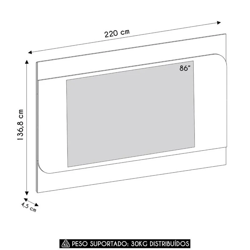 Painel Tv 86 Pol 220cm Suspenso Reno Cedro/off White A09 - Mpozenato