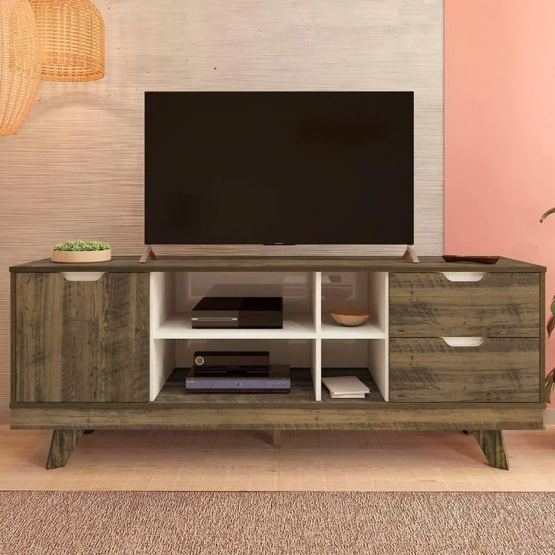 Rack Tv 65 Polegadas 160cm Com 1 Porta Jaina Pinho Off White A09 - Mpozenato