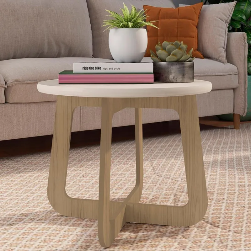 Mesa Centro Redonda 65cm Para Sala Mdf Rexxar Off/carvalho A09 - Mpozenato