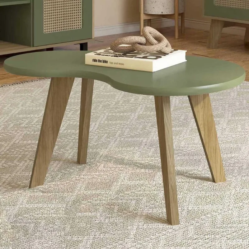 Mesa De Centro Orgânica 90cm Para Sala Cassia Menta A09 - Mpozenato