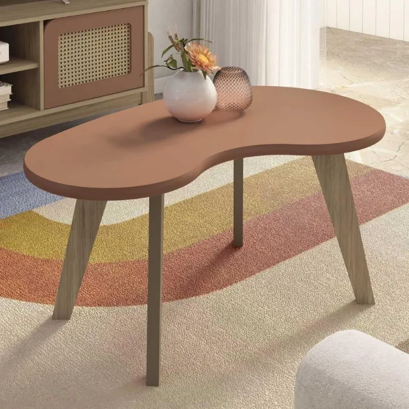 Mesa De Centro Orgânica 90cm Para Sala Cassia Terracota A09 - Mpozenato