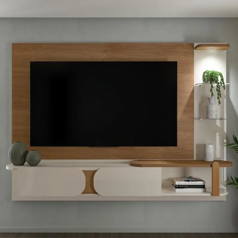 Painel Tv 72 Polegadas 220cm Suspenso Reno Cinamomo Off White A09 - Mpozenato