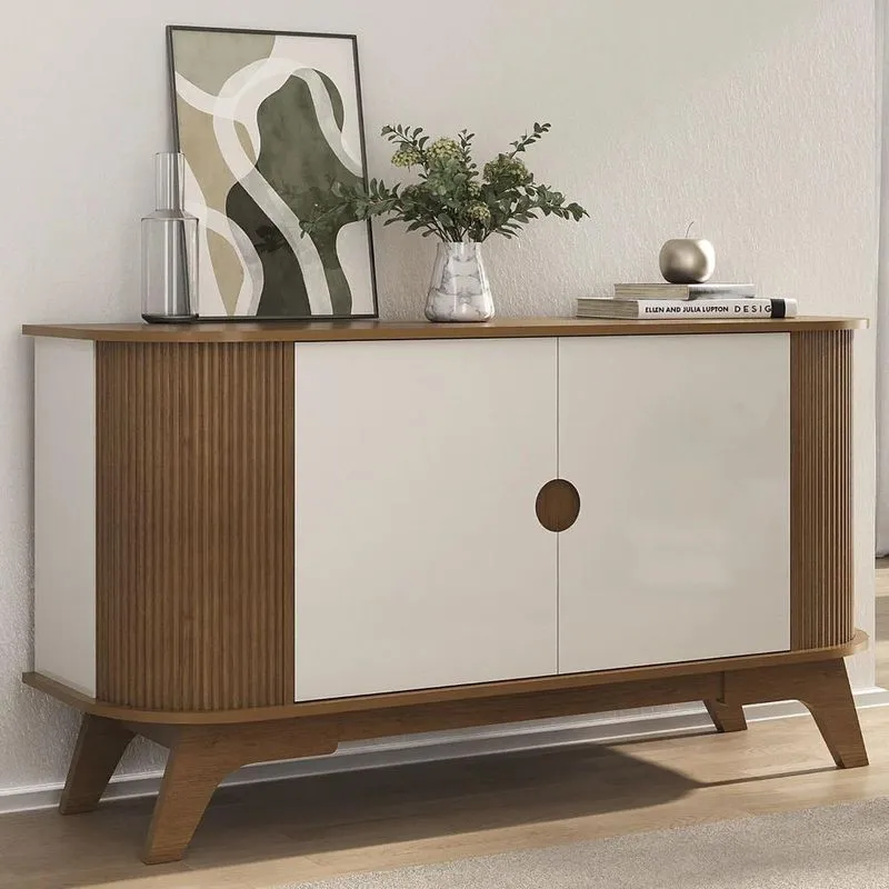 Buffet Aparador 140cm Sala 2 Portas Uther Cinamomo/off A09 - Mpozenato
