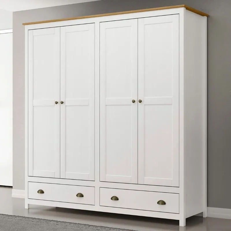 Guarda Roupa Casal 176cm 4 Portas 2 Gavetas Lázio Branco/freijó F07 - Mpozenato