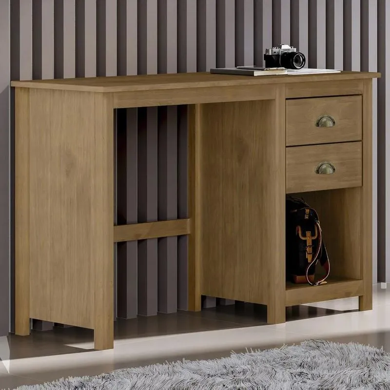Escrivaninha 110cm 2 Gavetas Home Office Lázio Freijó F07 - Mpozenato