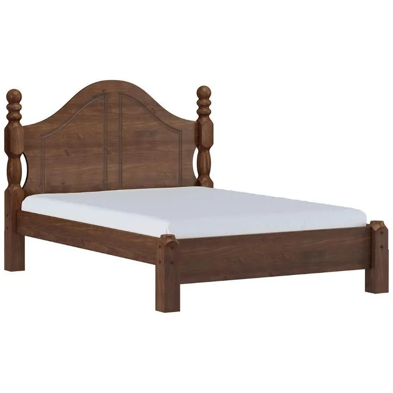 Cama Casal Clássica 140cm Pé Madeira Eduarda Café F07 - Mpozenato
