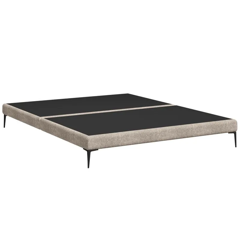 Cama Queen Base Box 158cm Pés Ferro Susano Boucle Bege Z04 - Mpozenato