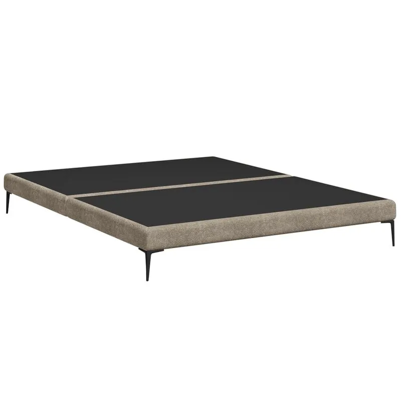Cama King Base Box 193cm Pés De Ferro Susano Boucle Capuccino Z04 - Mpozenato