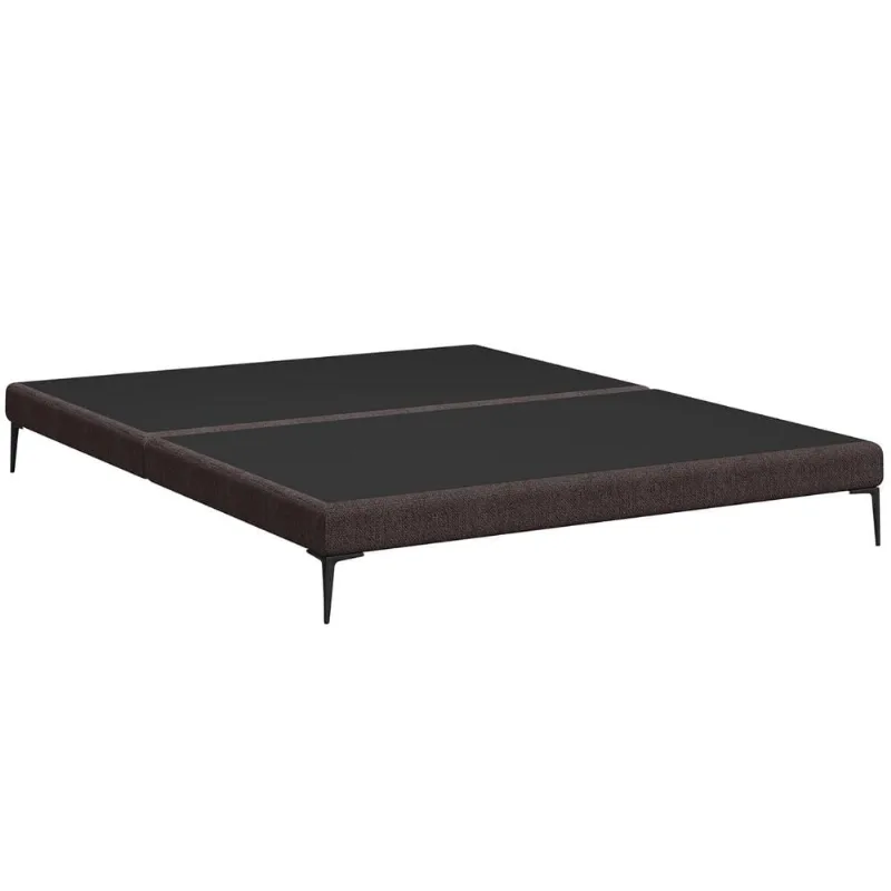 Cama King Base Box 193cm Pés De Ferro Susano Linho Chocolate Z04 - Mpozenato - Mpozenato