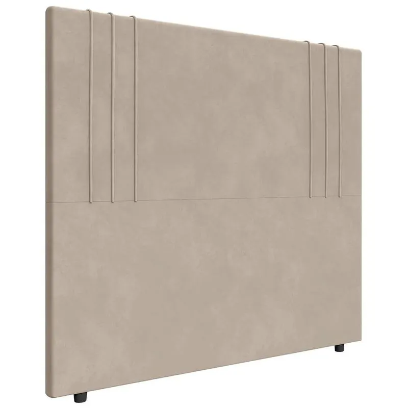 Cabeceira Cama Box Casal 140cm Estofada Rama Veludo Bege Z04 - Mpozenato