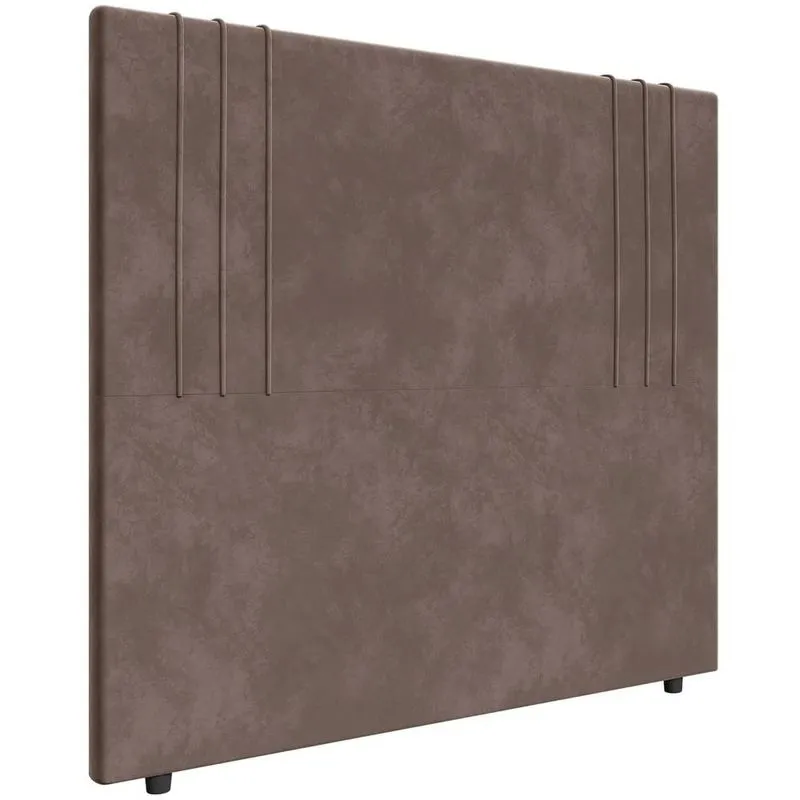 Cabeceira Cama Box Casal 140cm Estofada Rama Veludo Marrom Z04 - Mpozenato