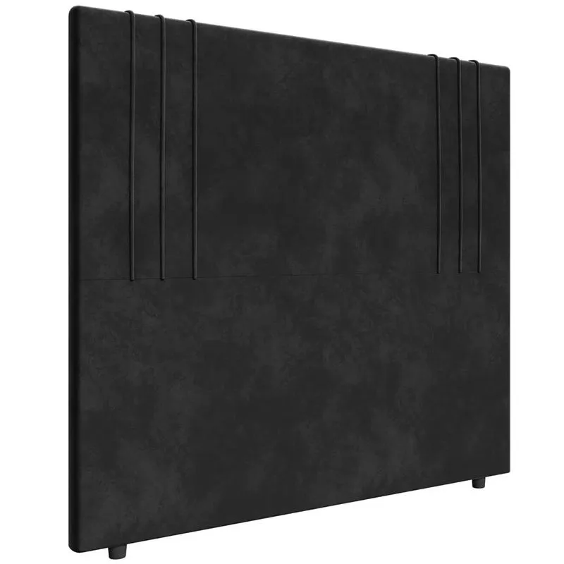 Cabeceira Cama Box Casal 140cm Estofada Rama Veludo Preto Z04 - Mpozenato