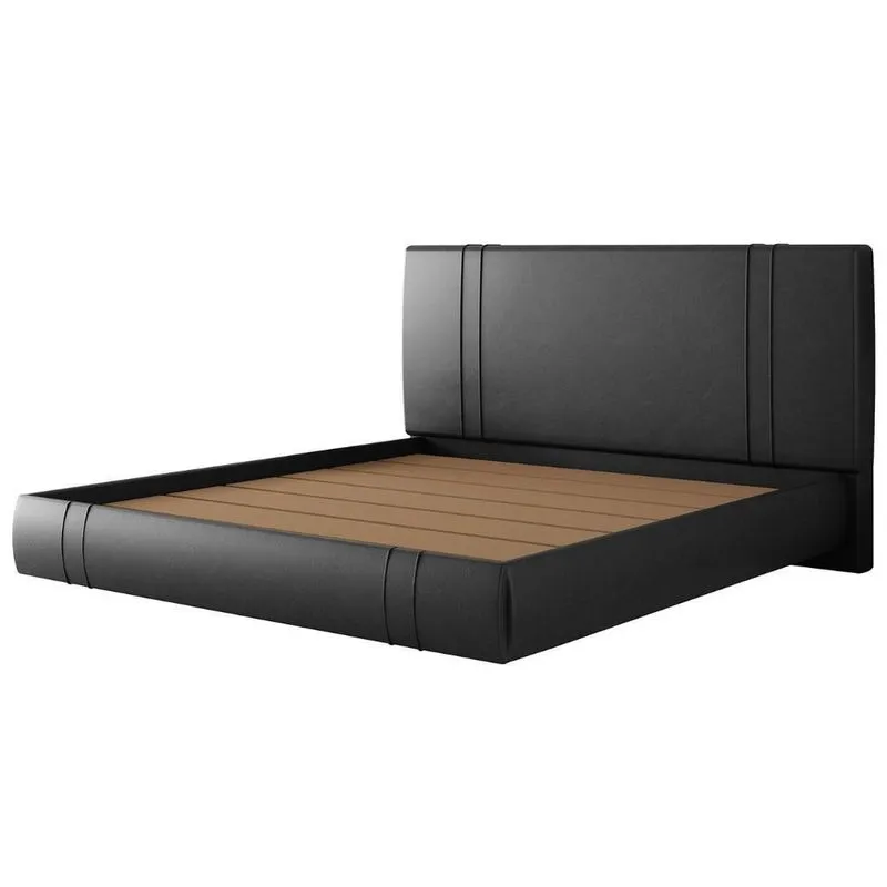 Cama King Flutuante Com Cabeceira 195cm Lyra Sintético Preto S05 - Mpozenato