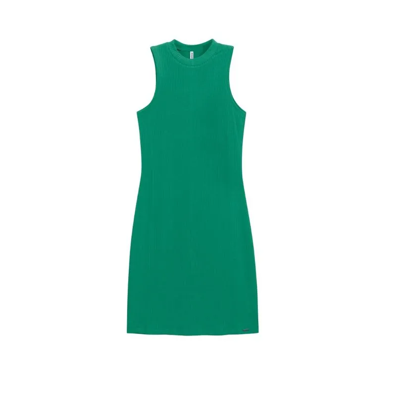 Vestido Feminino Canelado Sem Manga Marialicia