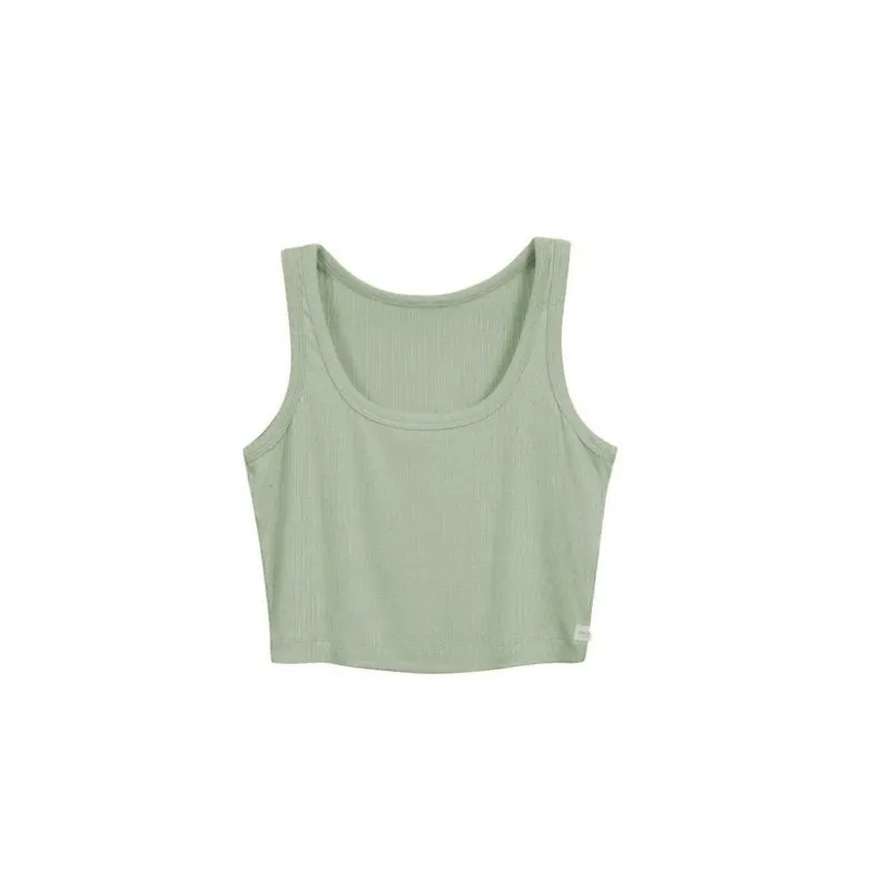 Regata Cropped Feminina Canelado Linho Marialicia