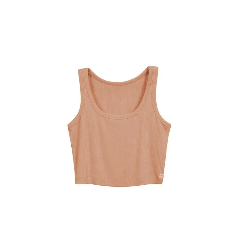 Regata Cropped Feminina Canelado Linho Marialicia