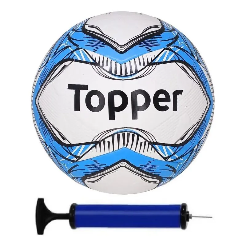Bola De Futebol Campo Topper + Bomba De Ar - Azul
