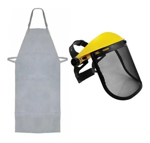 Protetor Facial Com Tela De Metal + Avental Para Roçadeiras