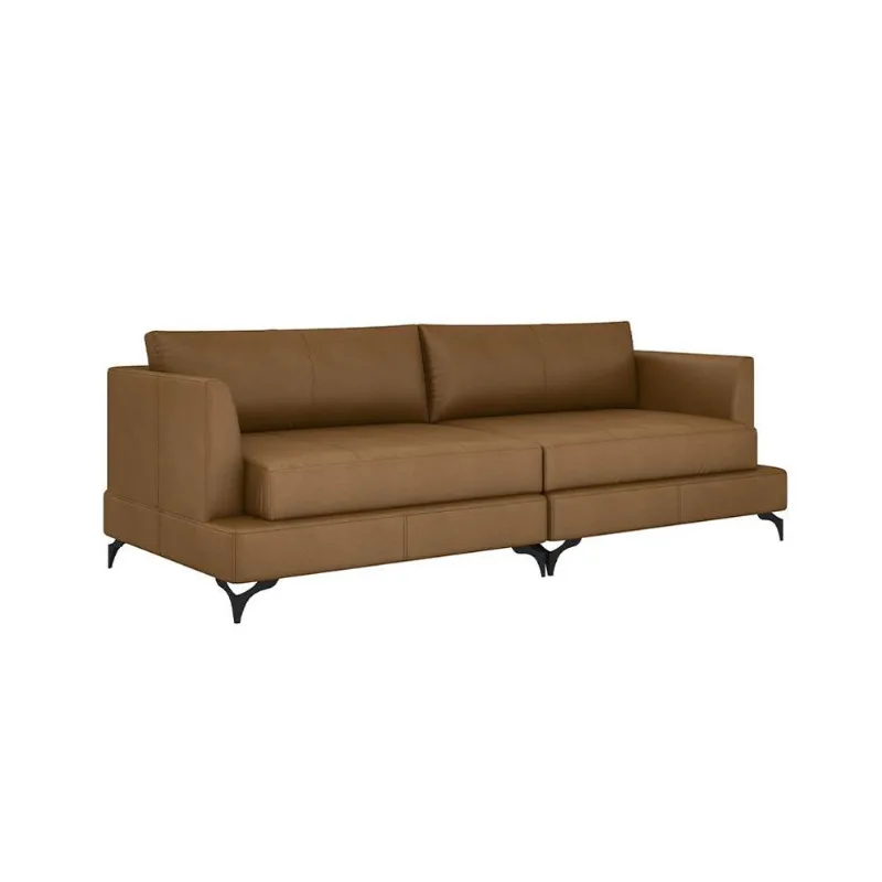 Sofá 4 Lugares Dallas Couro Marrom 250 cm