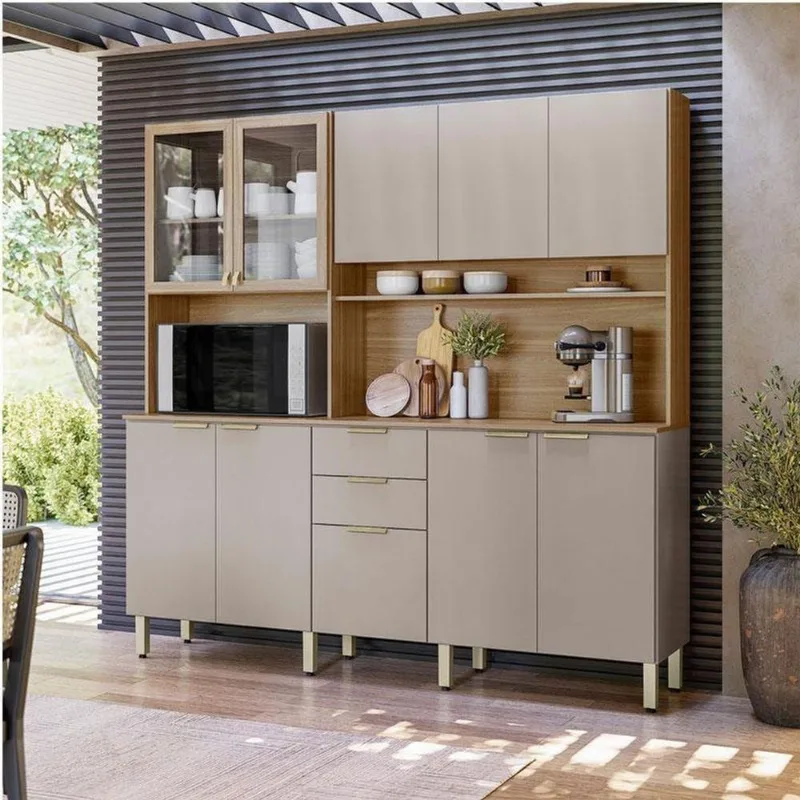 Kit Para Cozinha Compacta Ambiente Amora Amêndola Nude Prime Tx Demóbile