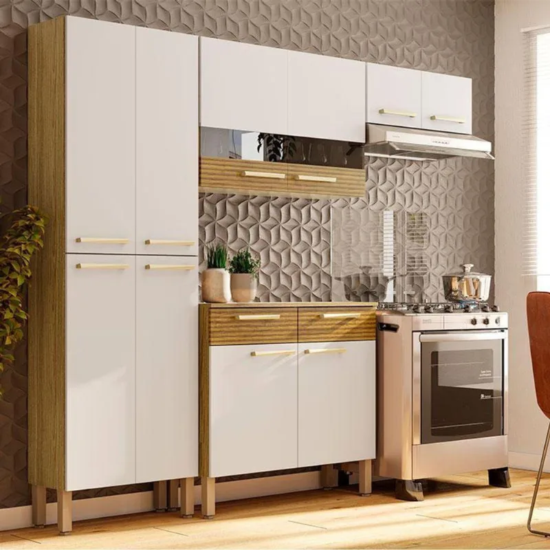 Kit Cozinha Ambiente Nala 4 Peças Freijó Supremo Ripado - Kits Paraná