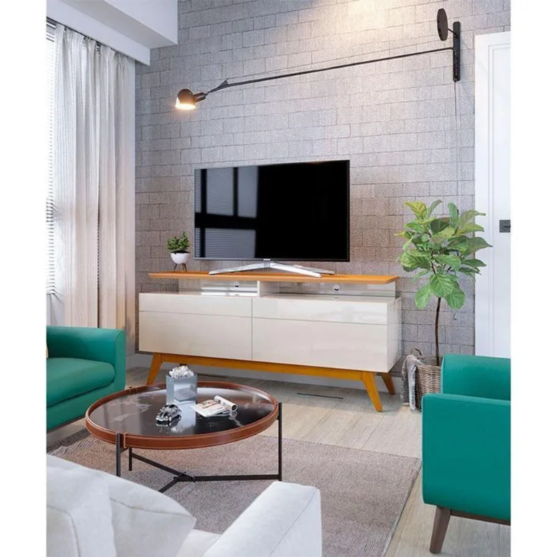 Rack Bancada Ambiente Classic 2 Gavetas Com Nicho 1.4 Off White Nature - Imcal
