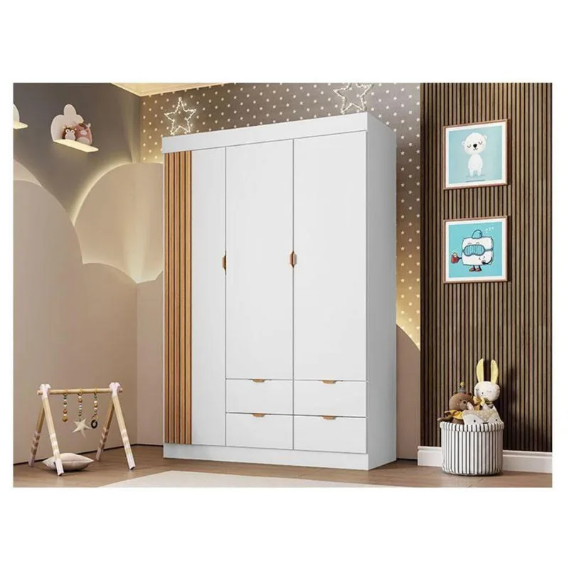 Guarda Roupa Infantil Ambiente Ayla 3 Portas Branco Acetinado - Phoenix