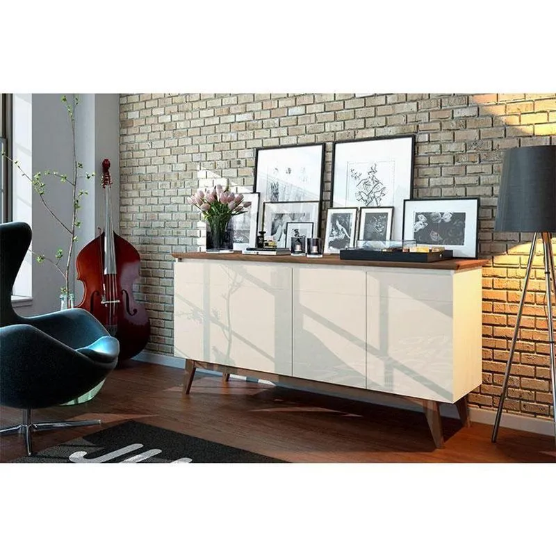 Aparador Para Sala Buffet Ambiente Classic 1.6 Com Gaveta Off White Freijó - Imcal