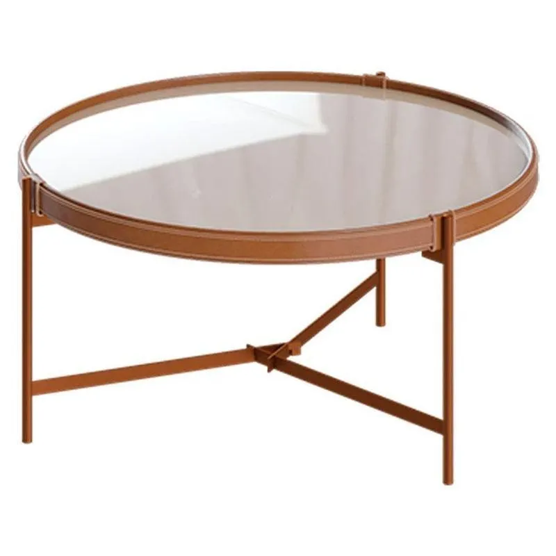 Mesa De Centro Aqua Pequena Com Vidro Off White Cobre - Imcal