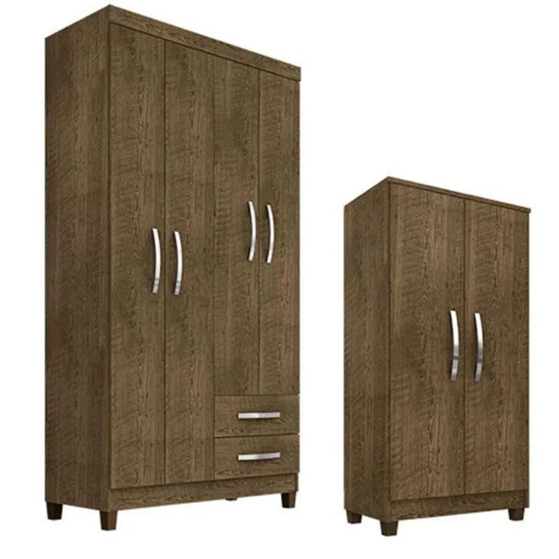 Guarda Roupa Solteiro Modena 4 Portas Com Armário Multiuso Recife Malbec – Incorplac