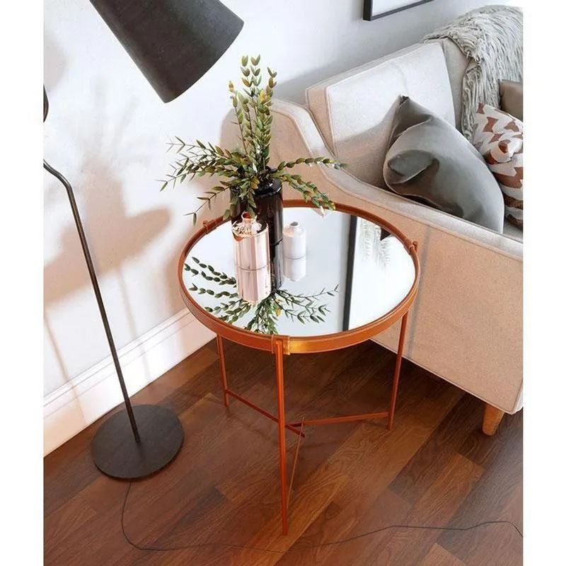 Mesa Lateral Ambiente Aqua Pequena Com Espelho Cobre - Imcal