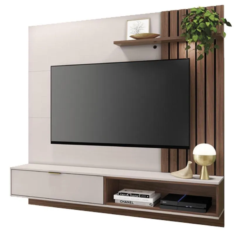 Painel para Tv Suspenso Ambiente Tocantins 1.6 Off White Nogueira Real - Colibri