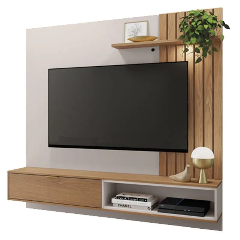 Painel para Tv Suspenso Ambiente Tocantins 1.6 Off White Freijó - Colibri