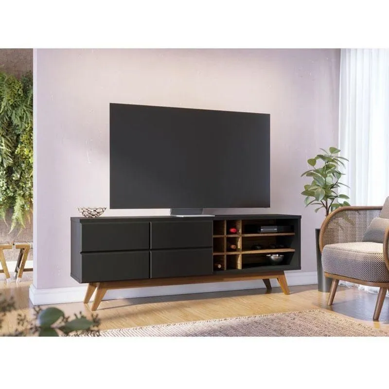 Rack Bancada Ambiente Noronha 1.8 Preto Acetinado Noce Milano – Colibri