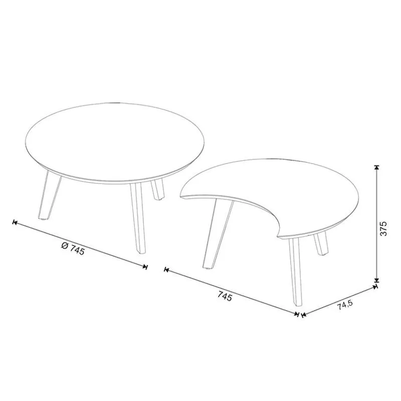 Kit Mesa de Centro Ambiente Luna Off White Freijó - Imcal