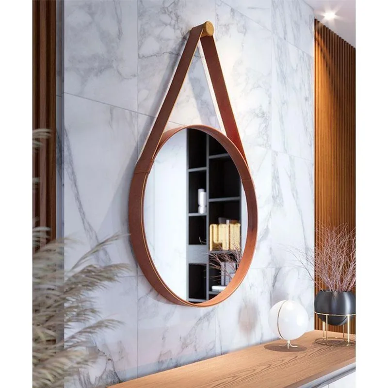 Espelho Decorativo Para Sala De Estar Ambiente Aqua 60cm Marrom - Imcal