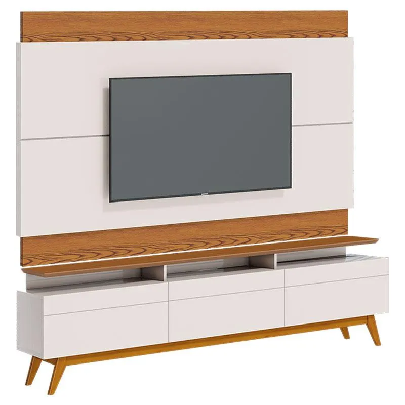 Rack Bancada 3 Gavetas com Nicho e Painel para Tv Classic 2.2 Off White Freijó - Imcal