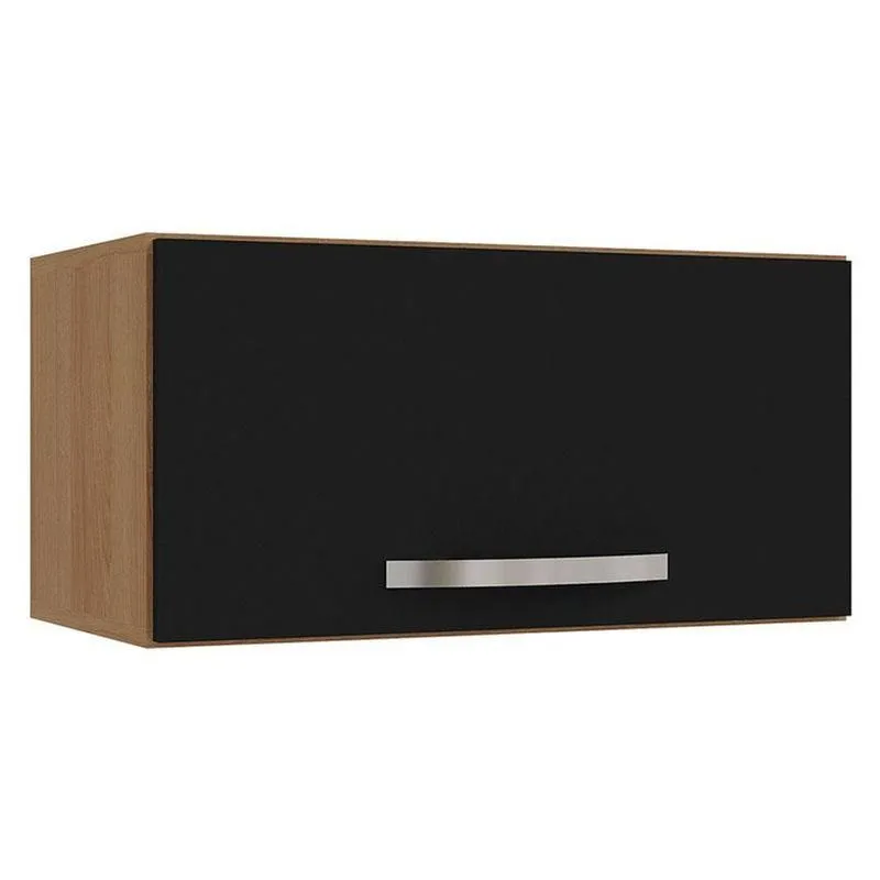 Armário Aéreo De Cozinha 1 Porta Amendoa Preto - Ajl