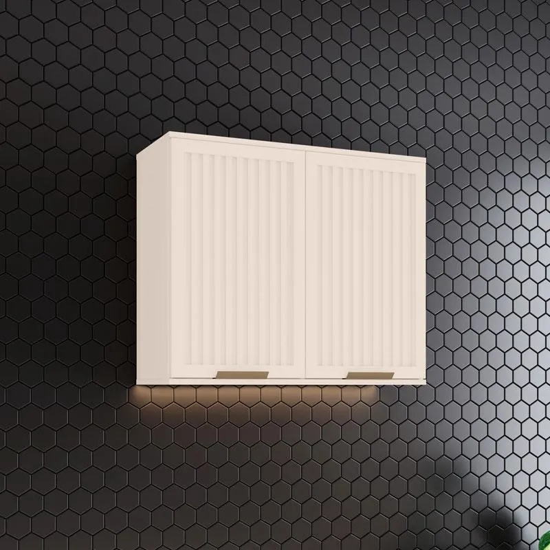 Armário Aéreo 2 Portas Ripado 80 cm Ambiente Connect Off White – Henn